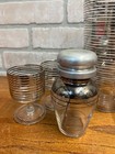 Vintage 1960s Mcm Silver Banded Cocktail Shaker Bar Set 8pc Art Deco - Hocking 