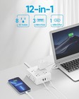 Surge Protector Power Strip 5ft Thin Flat Plug 8 Outlets 4 Usb Ports White
