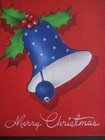 1940s Vintage Greeting Card Christmas Blue Bell W  Stars   Sprig Of Holly
