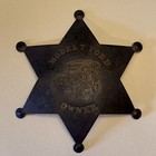 Vintage Old Ford Model T Owner 6 Point Brass   Star Old Sheriff Badge Pin Vest