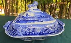 Rare Antique Staffordshire Style  wild Rose  Scroll Tureen   Cover Veg Dish 
