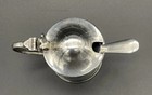 English  Sterling Silver Condiment Jar   Mustard Pot  Cobalt Insert With Spoon