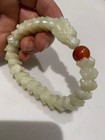 Hand Carved Pure Chinese Hetian Jade Beads  dragon  Bracelet    