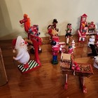 Vtg Wooden Miniature Christmas Tree Ornaments Lot 30 Taiwan Airplane Clock Well