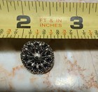 Antique Vintage Jet Black Glass Button Silver Luster Relief Metal Shank 5 8 