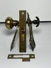 Antique Penn Mortise Lock Set Closet Door Brass Escutcheons     1930s Craftsman