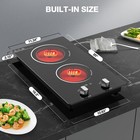 12  Electric Ceramic Cooktop 2 Burners Built-in Glass Stove Knob Control 110v