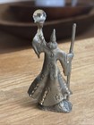 Vtg Cuter Pewter Wizard With Staff   Stars And Moon Robe  Crystal Ball  1987