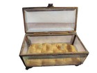 Antique Beveled Glass Dress Box Casket  Brass Filigree  Hinged  Rectangle  Read