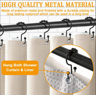12 Pack Metal Shower Curtain Hooks Rings Double Glide Roller Set For Bathroom