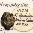 Ancient Coin India   Silver Hemidrachm  200 Ad Western Satraps Very High Grade