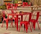 30  X 48  Rectangular Restaurant Table Standard Set With 4 Chairs Red Metal