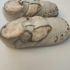 Vintage White Leather Baby Shoes T-strap Mary Janes With Geometric Cutouts