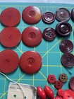 Vintage Button Lot Large  Med  Small Hues Of Red Fancy Mix Material Craft Sew