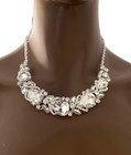 Dainty Necklace Earrings Set Clear Acrylic Crystals Wedding Bridal Pageant
