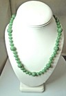 Q251 Vintage Carved Green Aventurine 19  Long With 9 Carved Beads Necklace