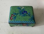 Antique Chinese Cloisonn   Enamel Box 3 75  X 3  X 1 75  Green Blue Floral
