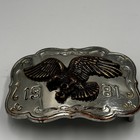 Vintage 1981 Eagle Belt Buckle Western Americana Silver Bronze Two Tone 80s