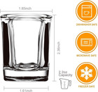 6 Pack Glass Shot Glasses Set With Heavy Base     2 2oz Mini Square Whiskey Shot G