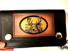 Vtg Black Leather Chain Biker Wallet Brown Deer   Buck Embossed Leather Patch