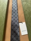 Gucci Men s 100  Silk Gg Pattern Tie Silver Gray 2 75  The Widest Nwt