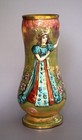 Antique French Enamel On Bronze Vase - Woman - Artist Signed 3 75   h