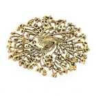Antique Gold Tone Alloy Metal Extra Large Crystal Flower Brooch P1513-lct
