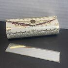 Vintage Italian Lipstick Case Holder Mirror White Black Gold Made In Italy