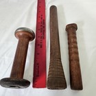 Antique Primitive Wooden Thread Spools Industrial Spindle Bobbin Lot Of 3