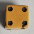 Set Of 4 Vintage Butterscotch Bakelite Dice 5 8  Game Die Lot Black Pips