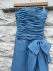Vintage 1970   s Victor Costa Dress Women   s Blue Rouched Ruffle Strapless Prom
