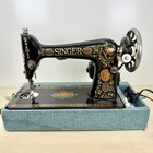 Antique 1911 Singer Sewing Machine Model 66  red Eye   W  Case - Nice 