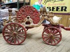 Vtg Cast Iron Toy Horse Drawn Fire Wagon Truck W hose Reel Arcade Hubley Type