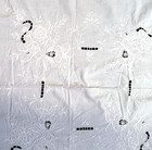 Vtg White Cotton Tablecloth Floral Embroidered Cut Work Lace Square 52  X 48 