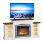 Electric Fireplace Center With Led Light Tv Stand Table With Adjustable Shelve