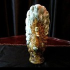 Vintage Ceramic Peacock Mid Century Green Blue Drip Gloss Glaze 8 5  Tall Retro