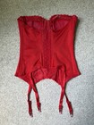 Vintage Victoria s Secret Red Lace Overbust Bustier 34b Underwired Garter