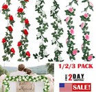 3pack 7 5ft Flower Garland Fake Rose Vine Artificial Flower Hanging Ivy Floral