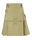 Men   s Khaki Utility Kilt 100  Cotton Jeans With Cargo Pockets Sizes 34 - 48