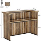 63 Inch Home Bar Unit Farmhouse Liquor Bar Table With Storage Shelves For Bistro