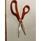 Floral Daisy Print Craft Scissors Orange Ergonomic Handle Retro Boho Shears 7 In