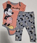 Disney Baby Mickey Mouse 2pc Bodysuit   Pants Set 3-6 Months Snap Elastic