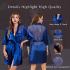 Women Sexy Lace Satin Kimono Robe Lingerie Nightgown Sleepwear Silk Bathrobe Us