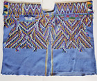 Vintage Maya Guatemalan Huipil Woven Hand Embroidered Textile Blue
