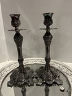 Set Of 2 Vintage Godinger Baroque Silver Plated Candle Stick Holder Victorian