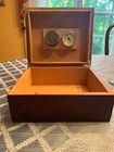 1915 Thompson   Co  Cigar Tobacco Humidor Cherry Wood Ceder Box Hygrometer