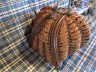 Antique Victorian Rattan Sewing Basket Tufted Satin Interior 1887 Reg  No  8957