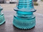 Vintage Glass Insulators Lot Of 4 Aqua Blue Green Hemingray Brookfield Petticoat