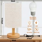 Table Lamp With Fabric Shade Bedside Lamp Wood Base Night Light