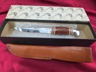 1994 Queen Steel  84 Fixed Blade Knife Usa Stacked Leather W Box Sheath Vintage